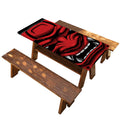 Red Japanese Demon Mask Print Picnic Table Cover