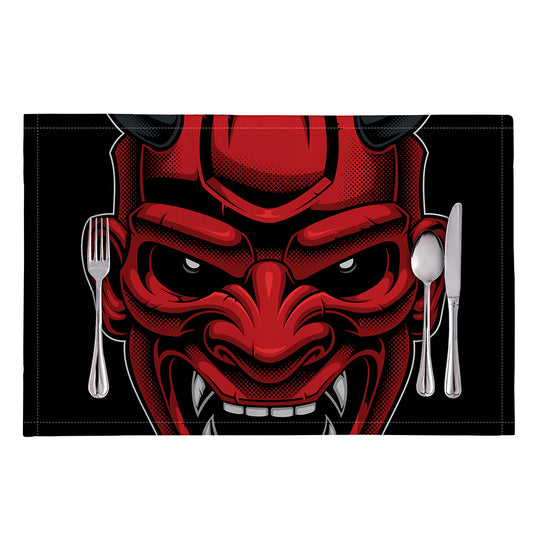 Red Japanese Demon Mask Print Placemat