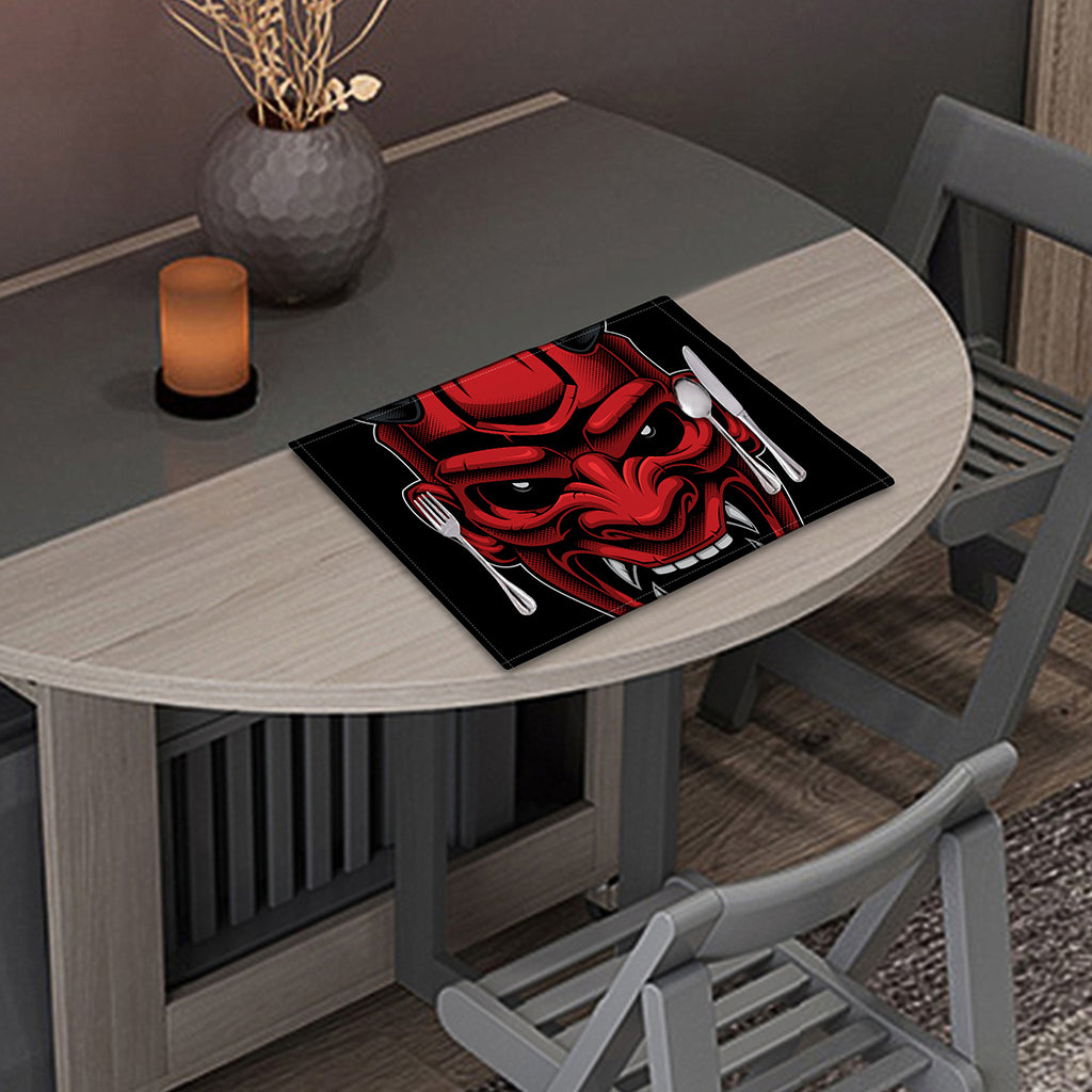 Red Japanese Demon Mask Print Placemat