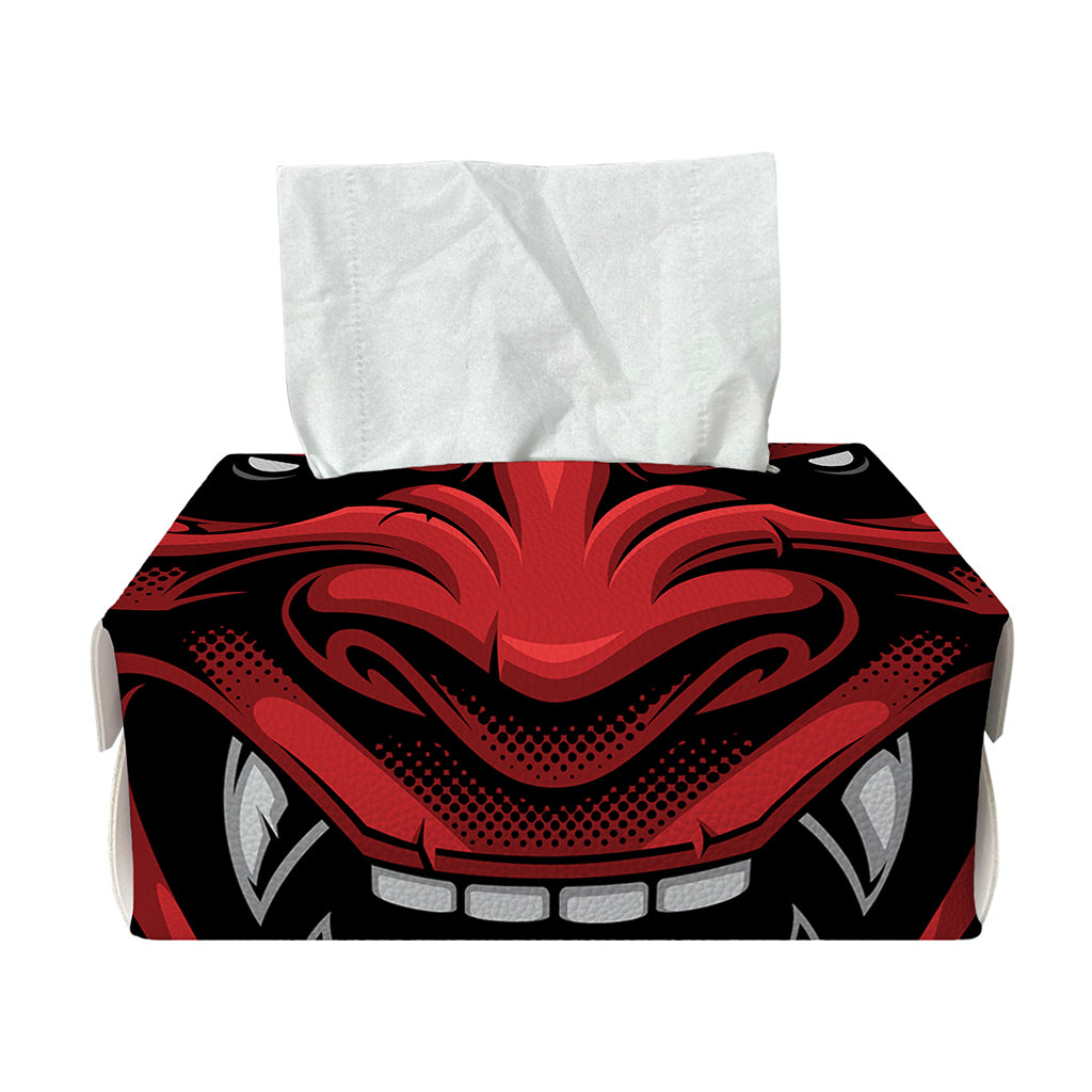 Red Japanese Demon Mask Print Rectangle Tissue Box Cover