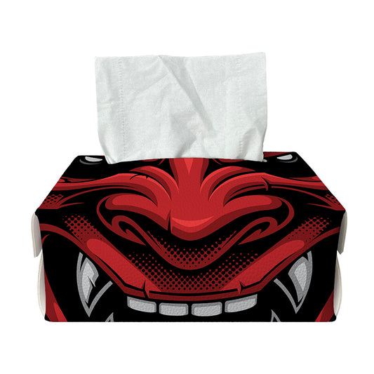 Red Japanese Demon Mask Print Rectangle Tissue Box Cover
