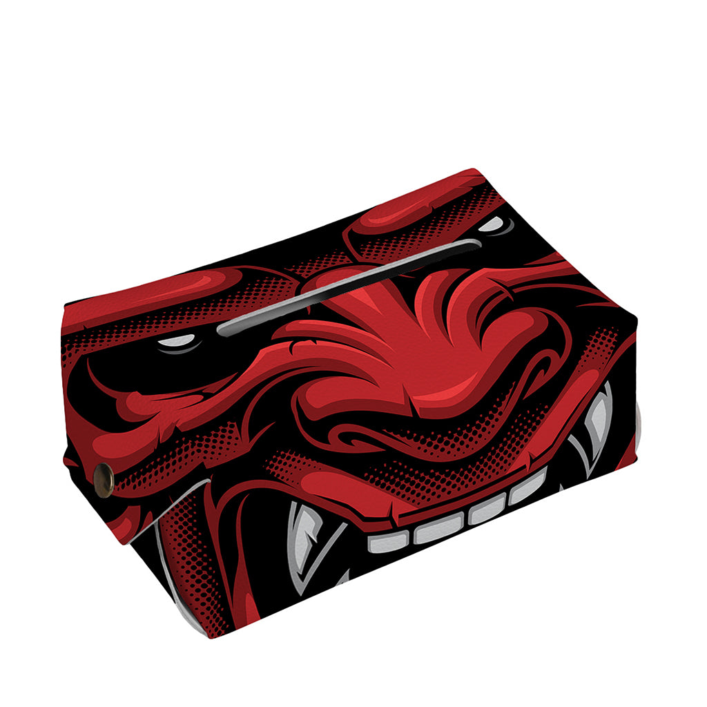 Red Japanese Demon Mask Print Rectangle Tissue Box Cover