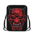 Red Japanese Demon Mask Print Rectangular Crossbody Bag