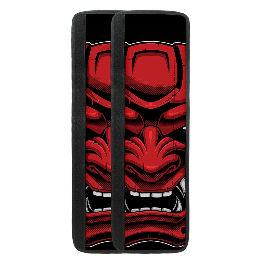 Red Japanese Demon Mask Print Refrigerator Handle Covers