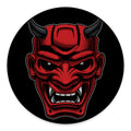 Red Japanese Demon Mask Print Round Floor Mat