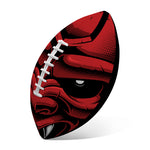 Red Japanese Demon Mask Print Rugby Ball