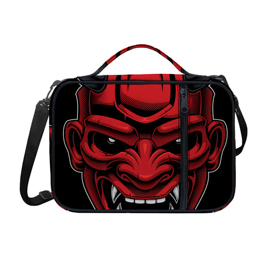 Red Japanese Demon Mask Print Shoulder Strap Bible Bag