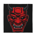 Red Japanese Demon Mask Print Silk Bandana