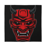 Red Japanese Demon Mask Print Silk Bandana