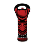 Red Japanese Demon Mask Print Single Neoprene Wine Tote