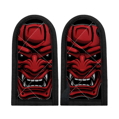 Red Japanese Demon Mask Print Skillet Handle Cover