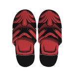 Red Japanese Demon Mask Print Slippers