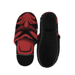 Red Japanese Demon Mask Print Slippers