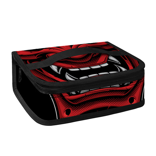 Red Japanese Demon Mask Print Small Lunch Bag