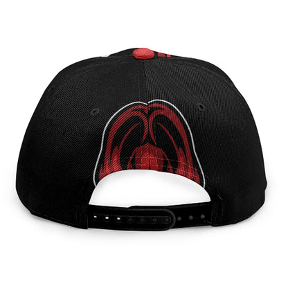Red Japanese Demon Mask Print Snapback Cap