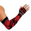 Red Japanese Demon Mask Print Sun Protection Arm Sleeves
