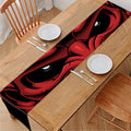 Red Japanese Demon Mask Print Table Runner