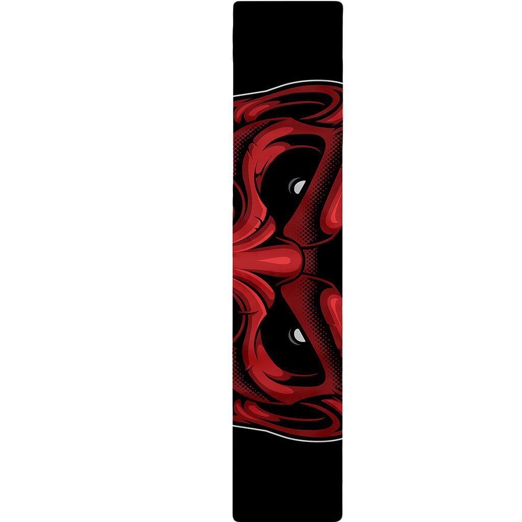 Red Japanese Demon Mask Print Table Runner