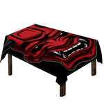 Red Japanese Demon Mask Print Tablecloth