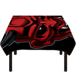 Red Japanese Demon Mask Print Tablecloth