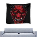 Red Japanese Demon Mask Print Tapestry