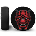 Red Japanese Demon Mask Print Tire Cover With Camera Hole