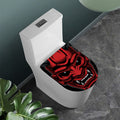 Red Japanese Demon Mask Print Toilet Lid Cover