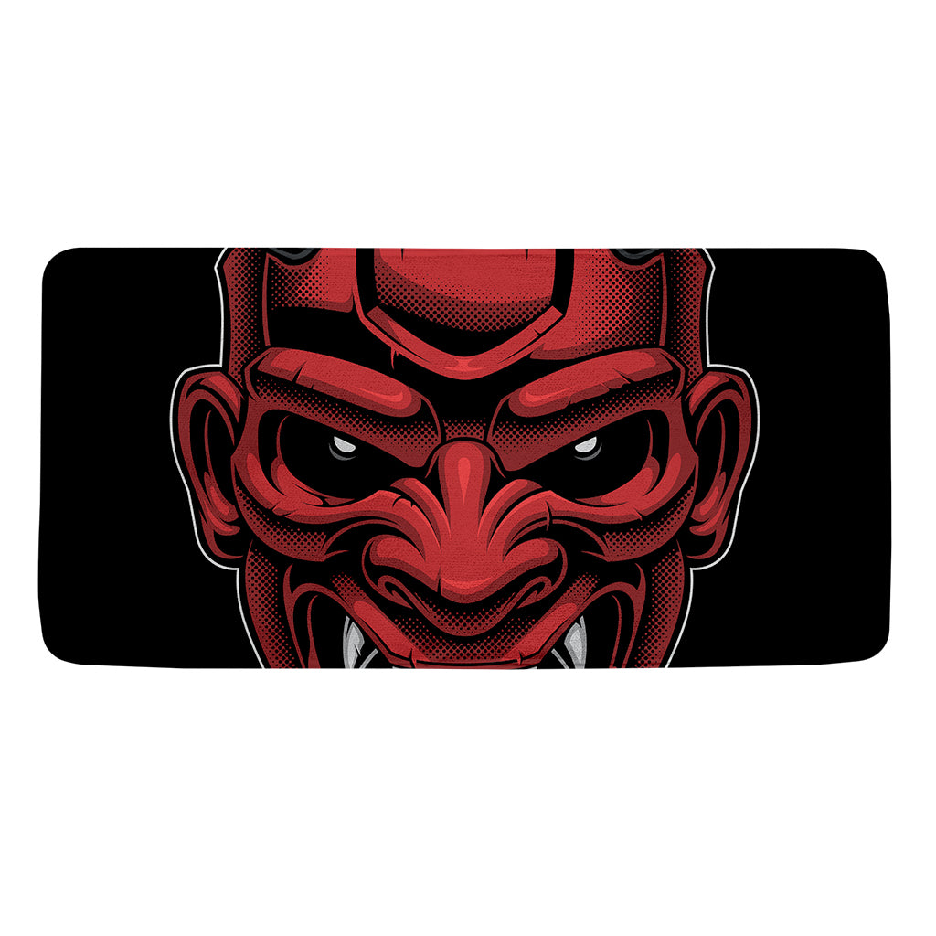 Red Japanese Demon Mask Print Towel
