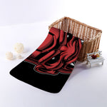 Red Japanese Demon Mask Print Towel