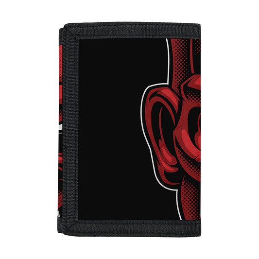 Red Japanese Demon Mask Print Trifold Wallet