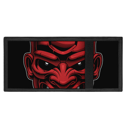 Red Japanese Demon Mask Print Trifold Wallet