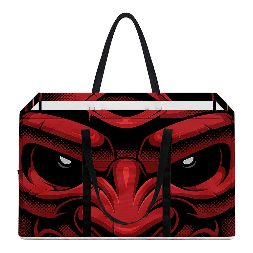 Red Japanese Demon Mask Print Utility Tote Bag