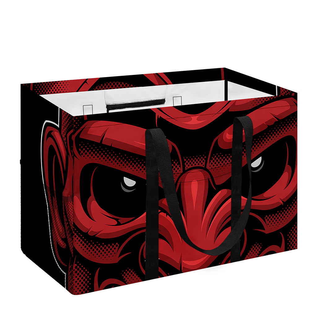 Red Japanese Demon Mask Print Utility Tote Bag
