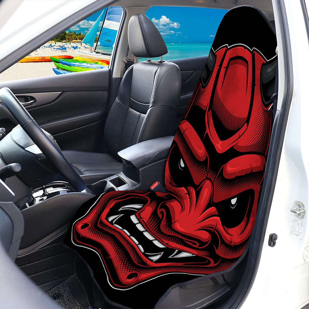 Red Japanese Demon Mask Print Waterproof Car Seat Cover
