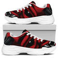 Red Japanese Demon Mask Print White Chunky Shoes