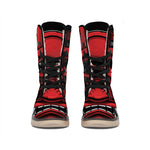 Red Japanese Demon Mask Print Winter Boots