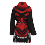 Red Japanese Demon Mask Print Women's Bathrobe