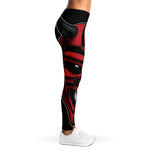 Red Japanese Demon Mask Print Women's Leggings