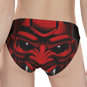 Red Japanese Demon Mask Print Women's Panties