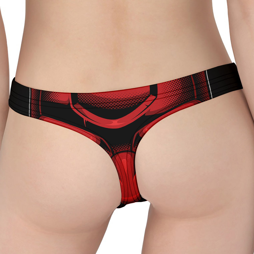 Red Japanese Demon Mask Print Women's Thong