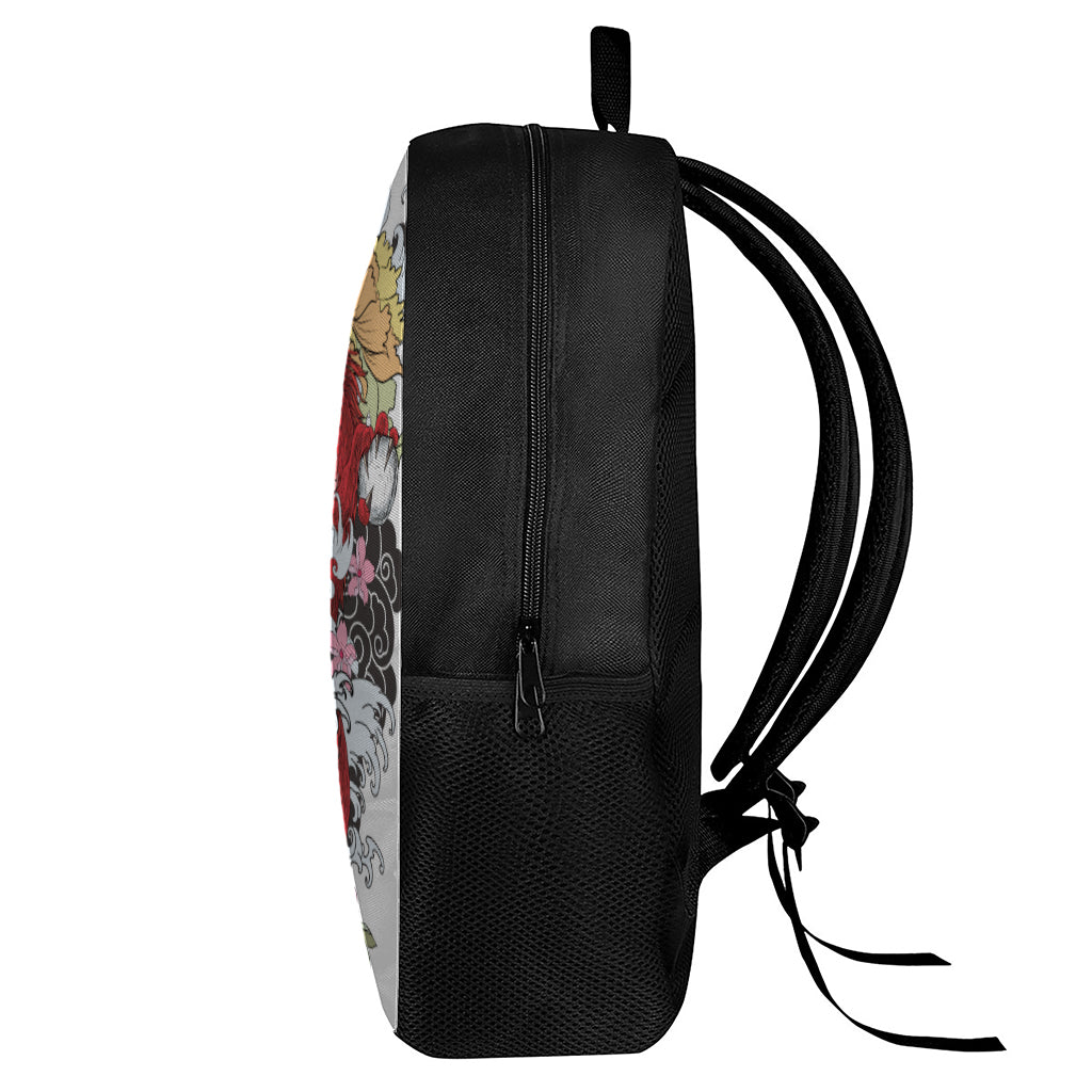 Red Japanese Dragon Tattoo Print 17 Inch Backpack