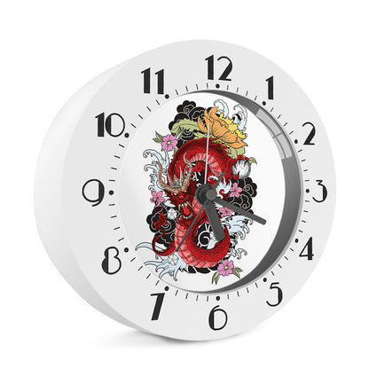 Red Japanese Dragon Tattoo Print Alarm Clock