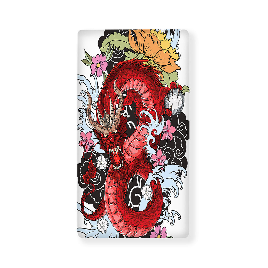 Red Japanese Dragon Tattoo Print Baby Crib Sheet