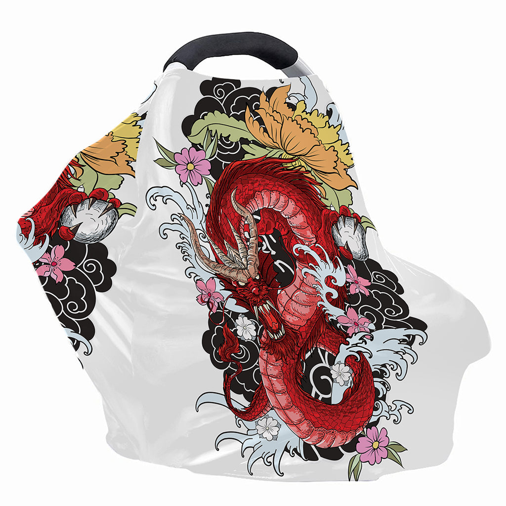Red Japanese Dragon Tattoo Print Baby Seat Cover