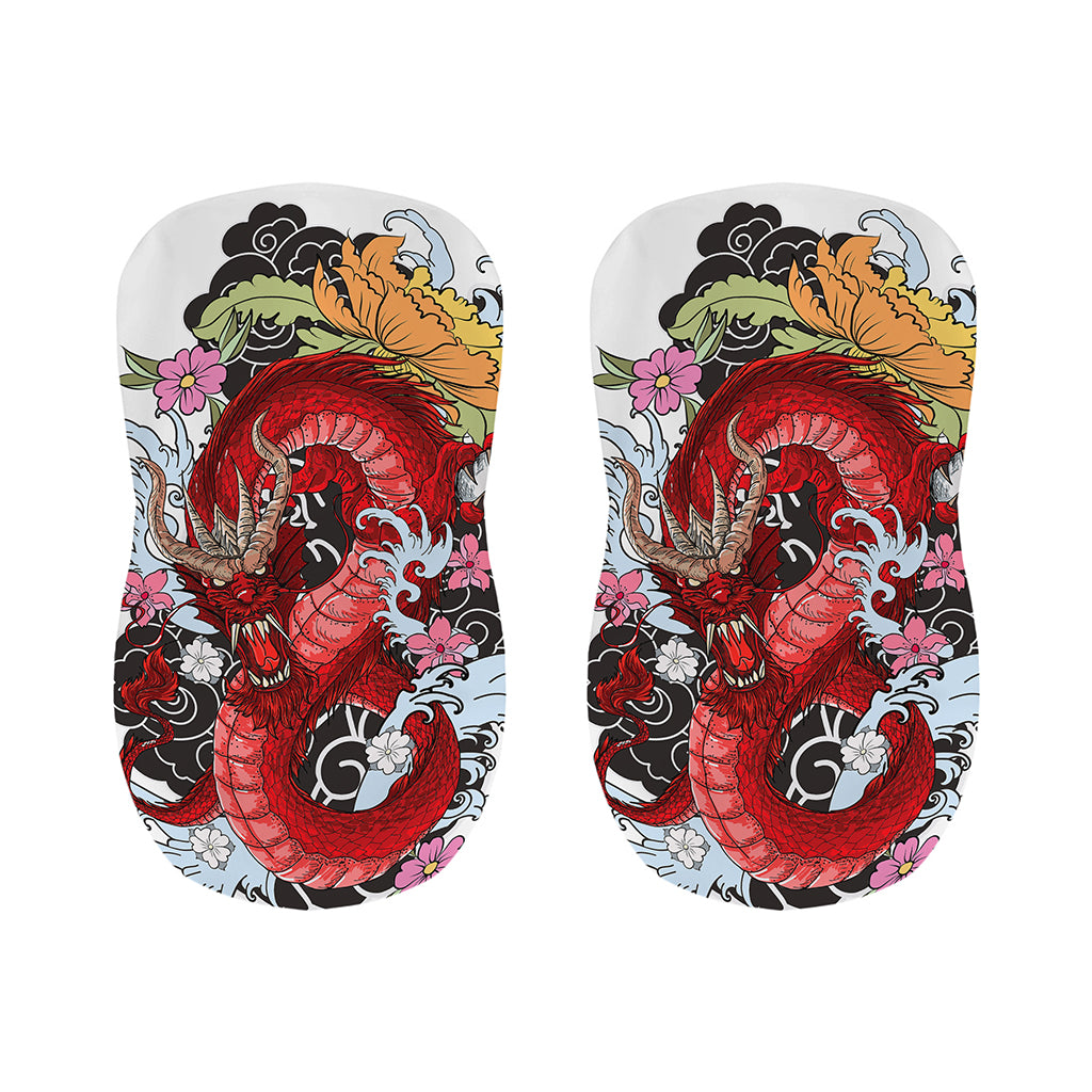 Red Japanese Dragon Tattoo Print Bar Stool Covers