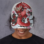 Red Japanese Dragon Tattoo Print Baseball Cap