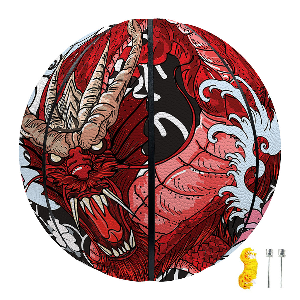 Red Japanese Dragon Tattoo Print Basketball