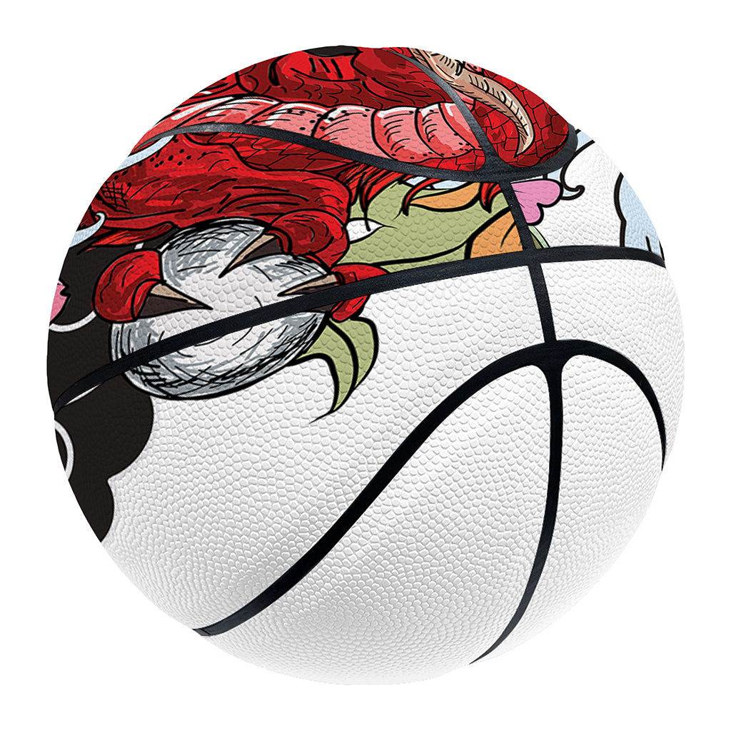 Red Japanese Dragon Tattoo Print Basketball