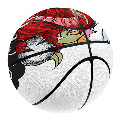 Red Japanese Dragon Tattoo Print Basketball