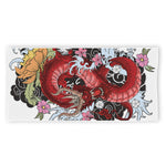 Red Japanese Dragon Tattoo Print Beach Towel